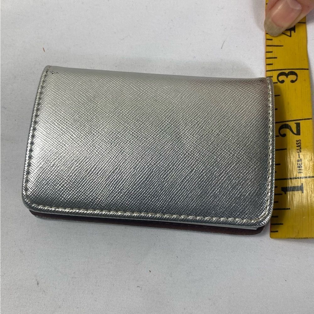 Vintage Silver Leather and Brown Card Holder Hollywood Regency - Picture 7 of 7